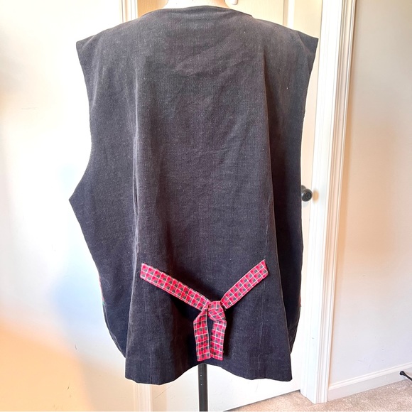 Vintage SUSAN BRISTOL Corduroy Plaid Patchwork Holiday Christmas Vest—SZ. 3X - Picture 5 of 16